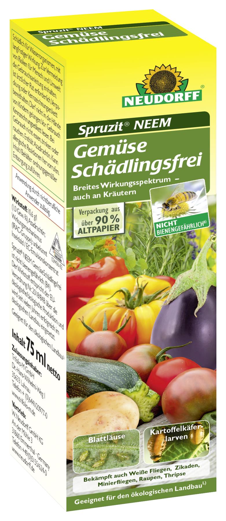 213,20 €/1L Spruzit Neem Gemüse Schädlingsfrei natürl. Wirkstoff geg. Läuse Fliege Raupen 75 ml