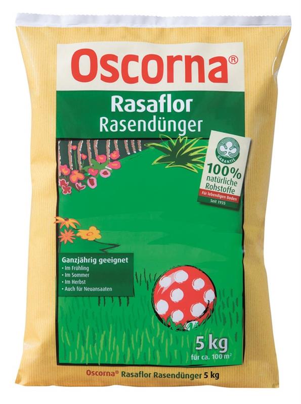 3,39 €/kg Oscorna Rasaflor Rasendünger, organischer NPK Langzeitdünger, 5 Kg Sack